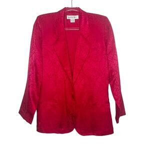 ARGENTI Blazer Jacket Notch Lapel Single Breasted Pure Silk Jacquard Red Size 4